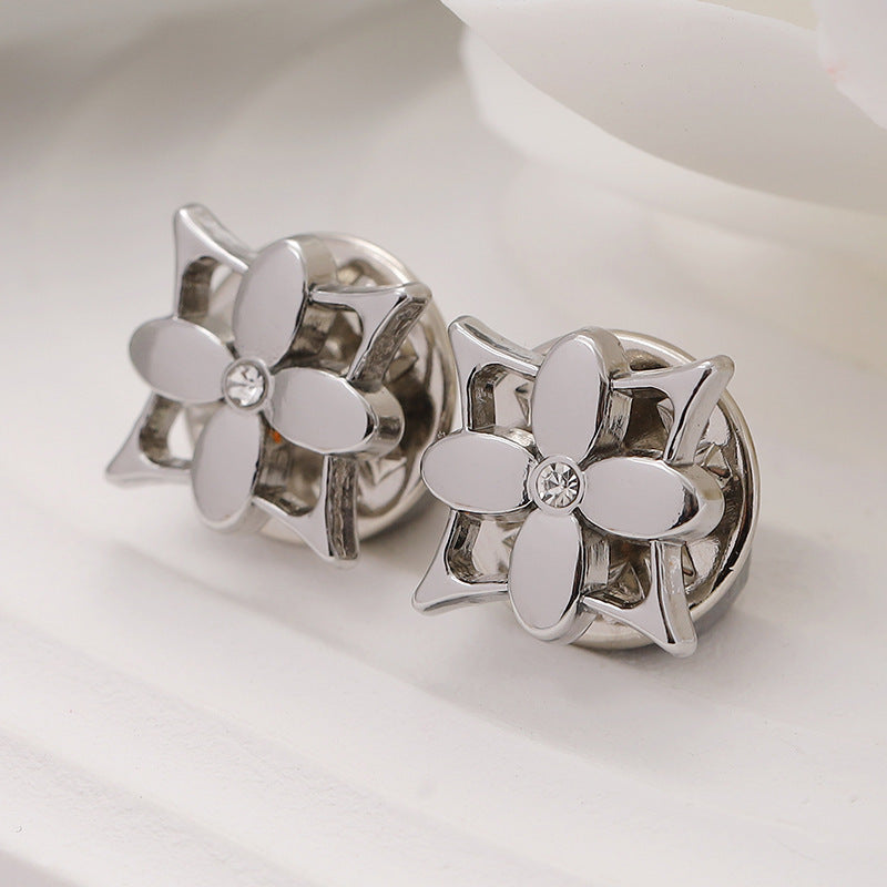 12mm Electroplated Gold Silver Black Metal Flower Brooch 10pcs - Lots of Buttons