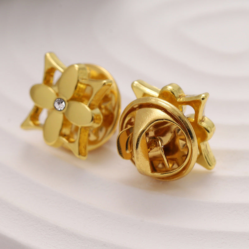 12mm Electroplated Gold Silver Black Metal Flower Brooch 10pcs - Lots of Buttons