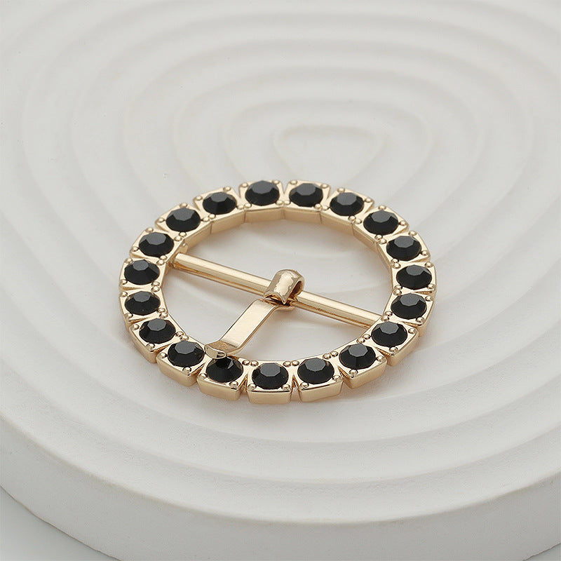 66mm Gold Gear-Shaped Black Diamond Metal Buckle 2pcs - Lots of Buttons