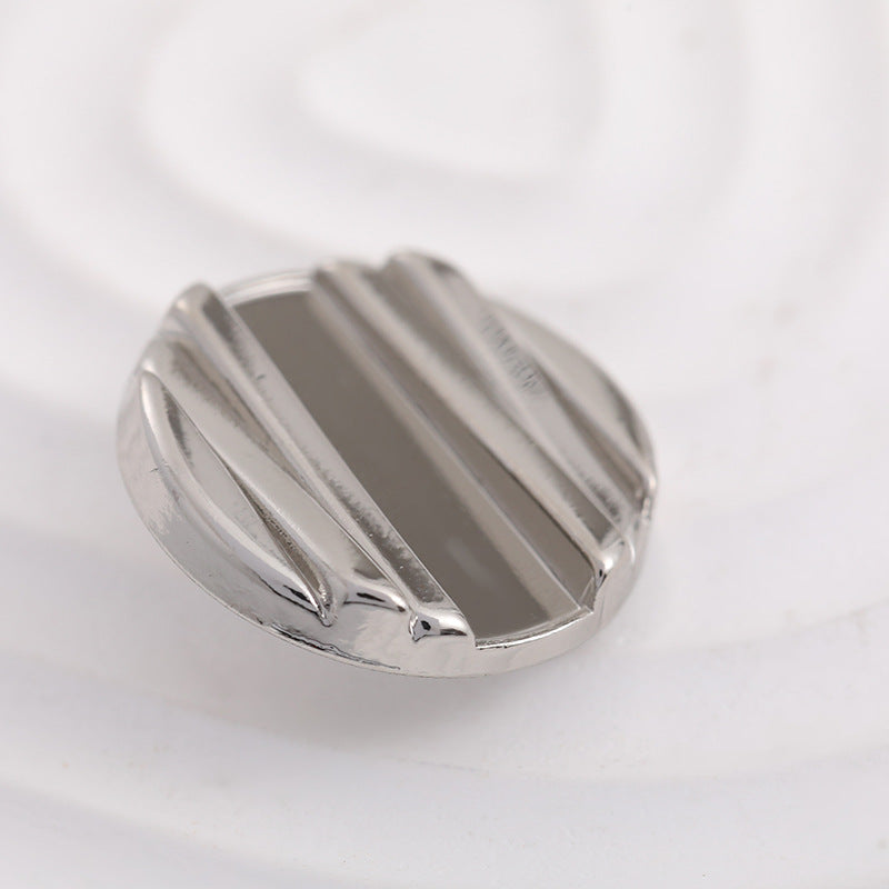 20mm Silver Horizontal Stripes Metal Shank Button 12pcs