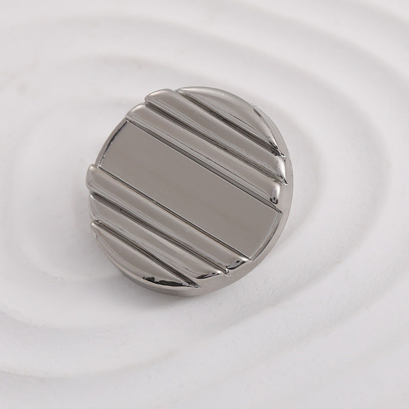 20mm Silver Horizontal Stripes Metal Shank Button 12pcs