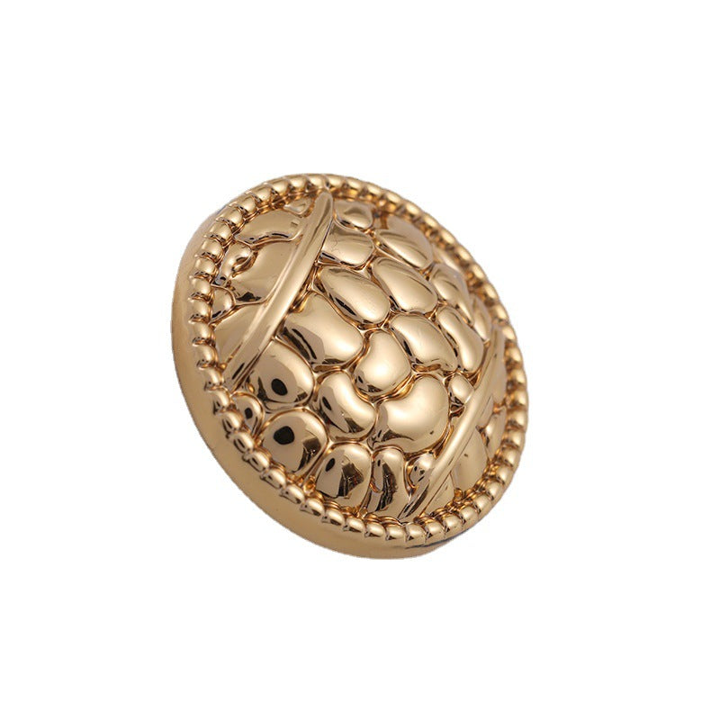 Antique Gold Round Metal Button with Pebble Pattern and Handle 100pcs - Lots of Buttons