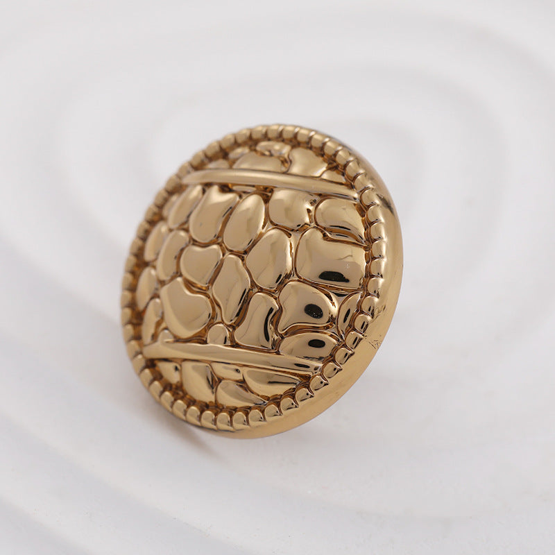 Antique Gold Round Metal Button with Pebble Pattern and Handle 100pcs - Lots of Buttons