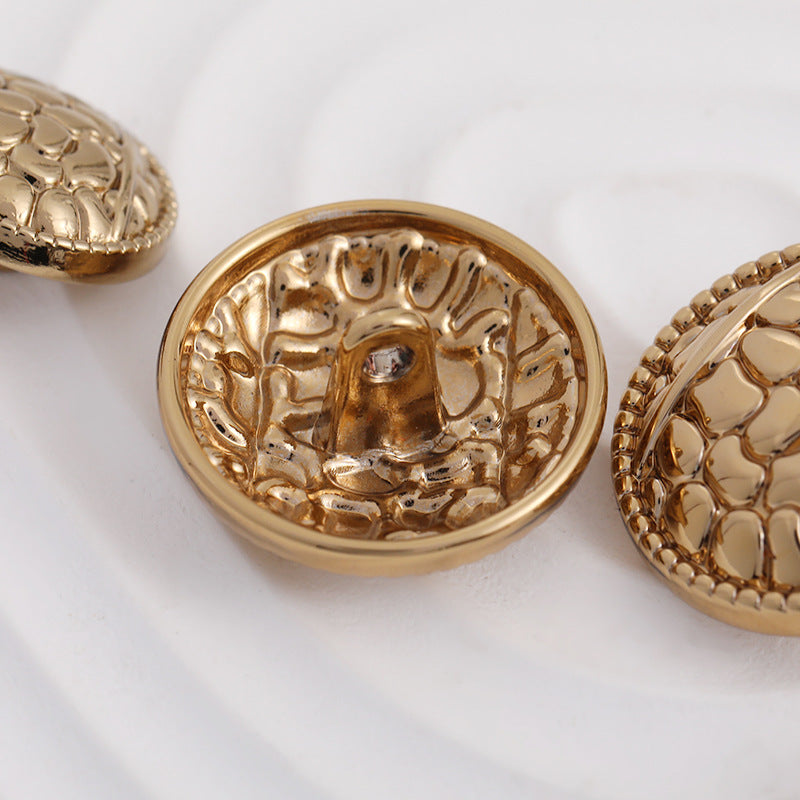 Antique Gold Round Metal Button with Pebble Pattern and Handle 100pcs - Lots of Buttons