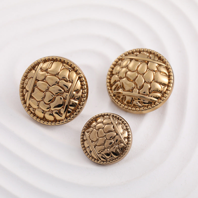 Antique Gold Round Metal Button with Pebble Pattern and Handle 100pcs - Lots of Buttons