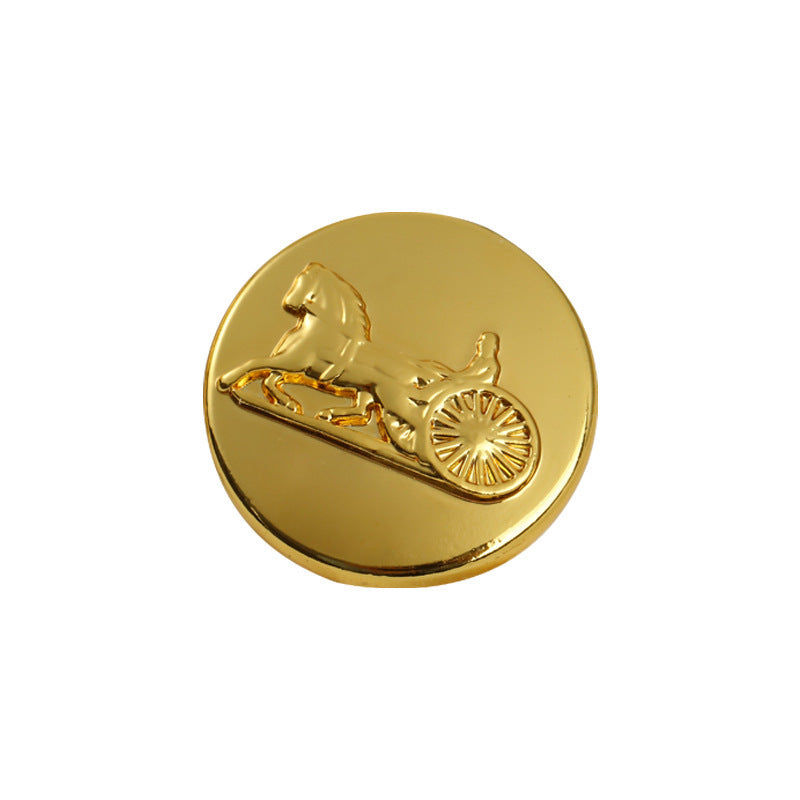 Solid Carriage Wheel Sewing Gold Metal Shank Button 10pcs - Lots of Buttons