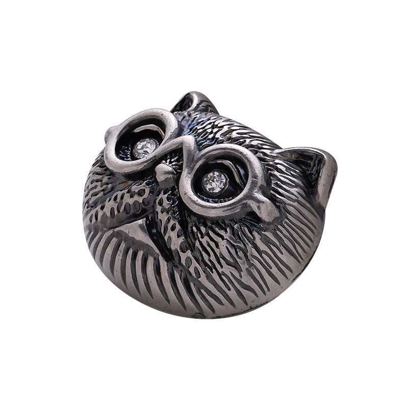 Cartoon Glasses Cat Head-Shaped Metal Decorative Button 10pcs - Lots of Buttons