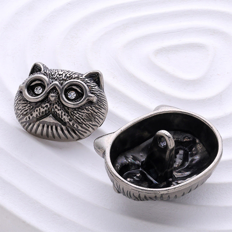 Cartoon Glasses Cat Head-Shaped Metal Decorative Button 10pcs - Lots of Buttons