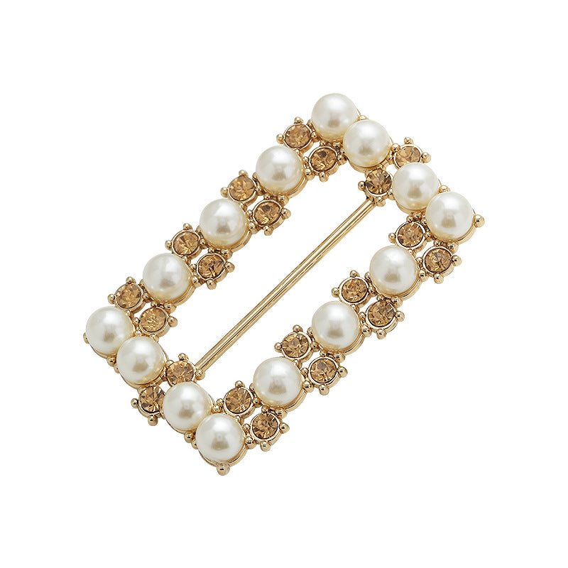 Pearl Diamond Rectangular Metal Belt Decorative Adjustable Buckle - Lots of Buttons