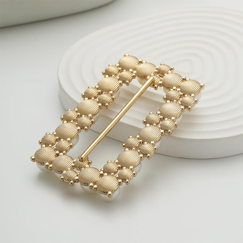 Pearl Diamond Rectangular Metal Belt Decorative Adjustable Buckle - Lots of Buttons