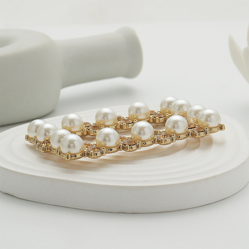 Pearl Diamond Rectangular Metal Belt Decorative Adjustable Buckle - Lots of Buttons