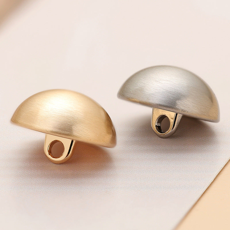 Round Mushroom Brushed Gold Silver Metal Sewing Button 6pcs - Lots of Buttons