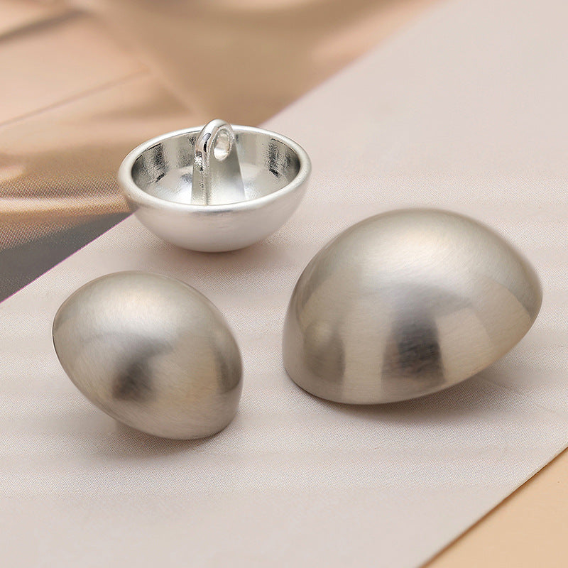 Round Mushroom Brushed Gold Silver Metal Sewing Button 6pcs - Lots of Buttons
