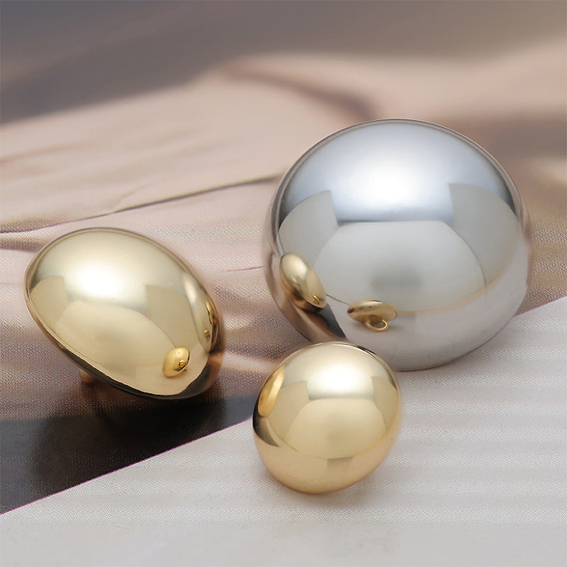 Gold Silver Glossy Hollow Mushroom-Shaped Metal Shank Button 6pcs