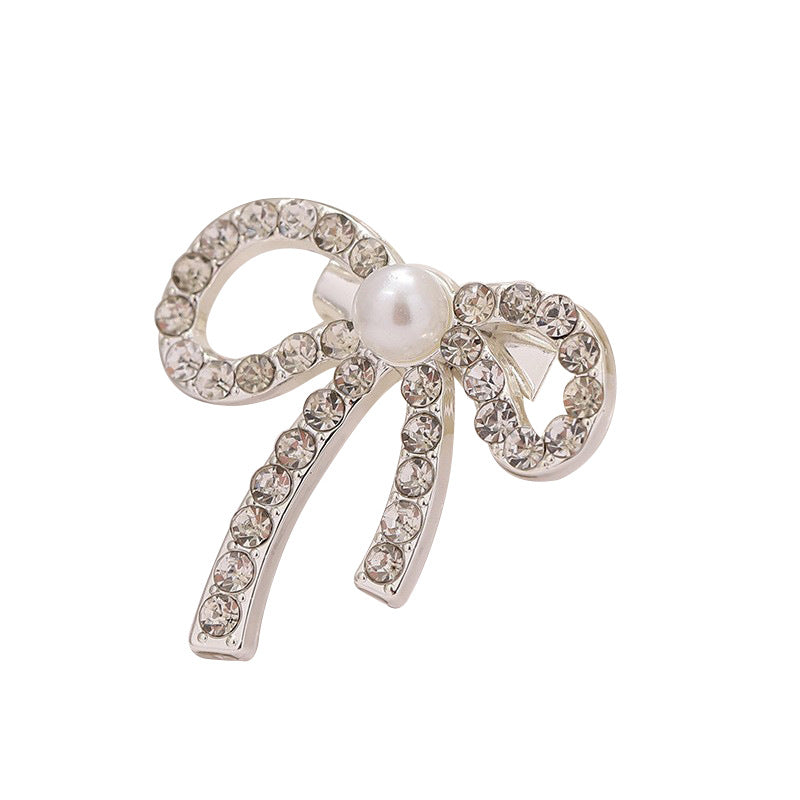 Bowknot Rhinestone and Pearl Brooch Metal Waist-Cinching Pin 6pcs - Lots of Buttons