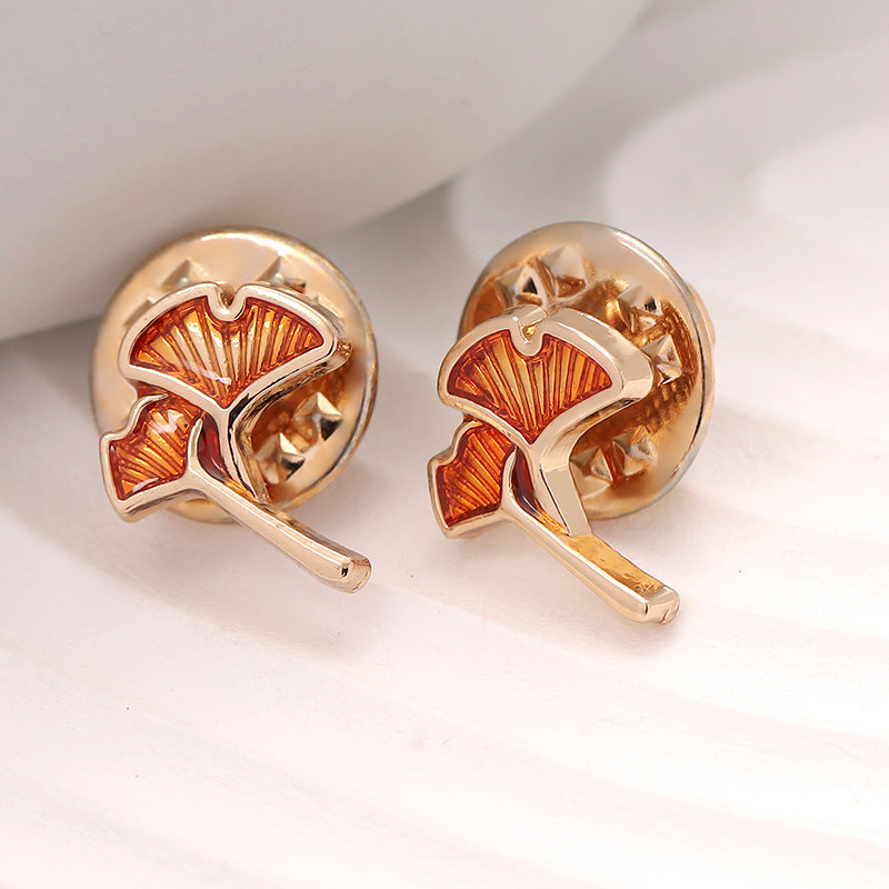 Rose Gold Ginkgo Leaf Metal Men's Shirt Pin Brooch 12pcs - Lots of Buttons