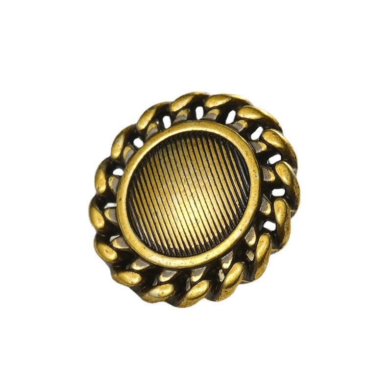 Vintage Gold Striped Sun-Shaped Metal Coat Decorative Button 10pcs - Lots of Buttons