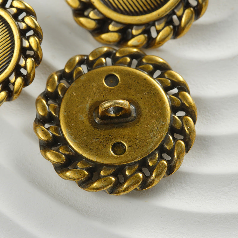 Vintage Gold Striped Sun-Shaped Metal Coat Decorative Button 10pcs - Lots of Buttons