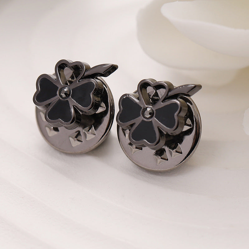 Gold Silver Black Four-Leaf Flower Metal Brooch 12 Pack - Lots of Buttons
