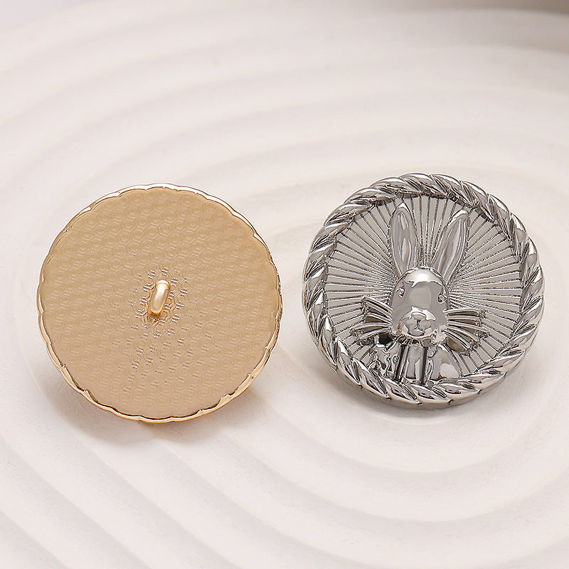 Round Light Luxury 3D Relief Rabbit Metal Blouse Button 10pcs - Lots of Buttons