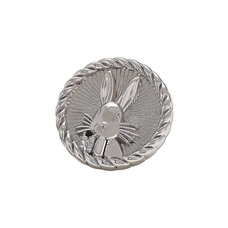 Round Light Luxury 3D Relief Rabbit Metal Blouse Button 10pcs - Lots of Buttons