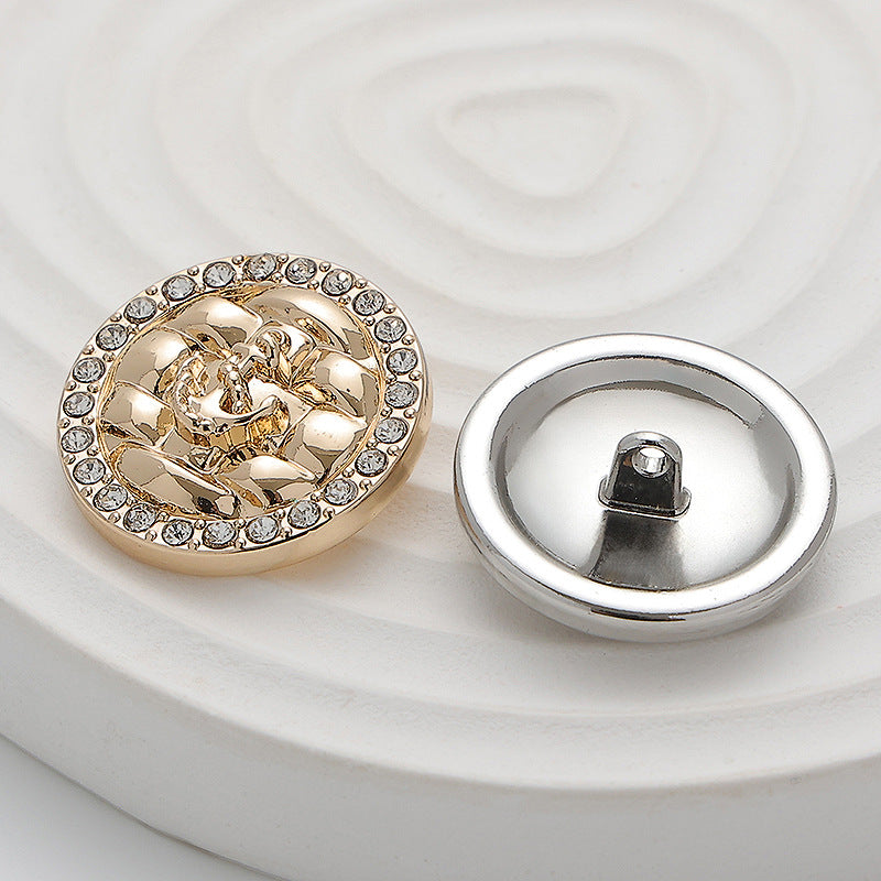 Diamond Anchor Woven Hand-Sewn Metal Button 5pcs - Lots of Buttons