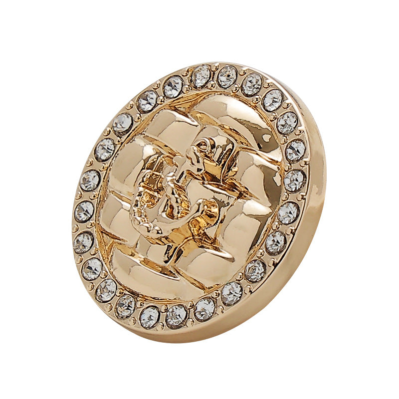 Diamond Anchor Woven Hand-Sewn Metal Button 5pcs - Lots of Buttons