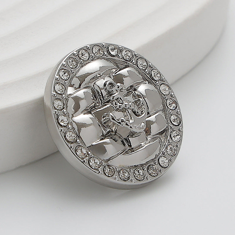 Diamond Anchor Woven Hand-Sewn Metal Button 5pcs - Lots of Buttons