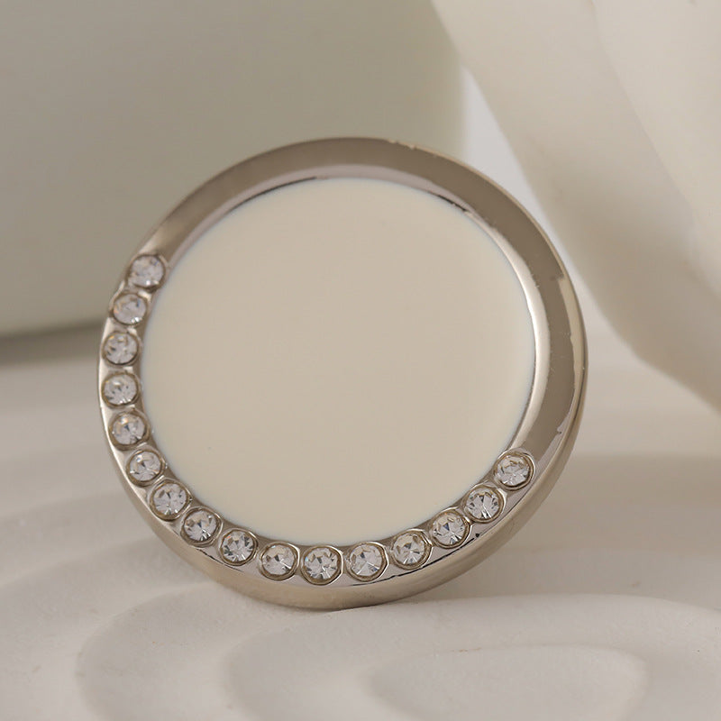 18-22mm Round White Black Oiled Diamond Metal Button 6pcs - Lots of Buttons