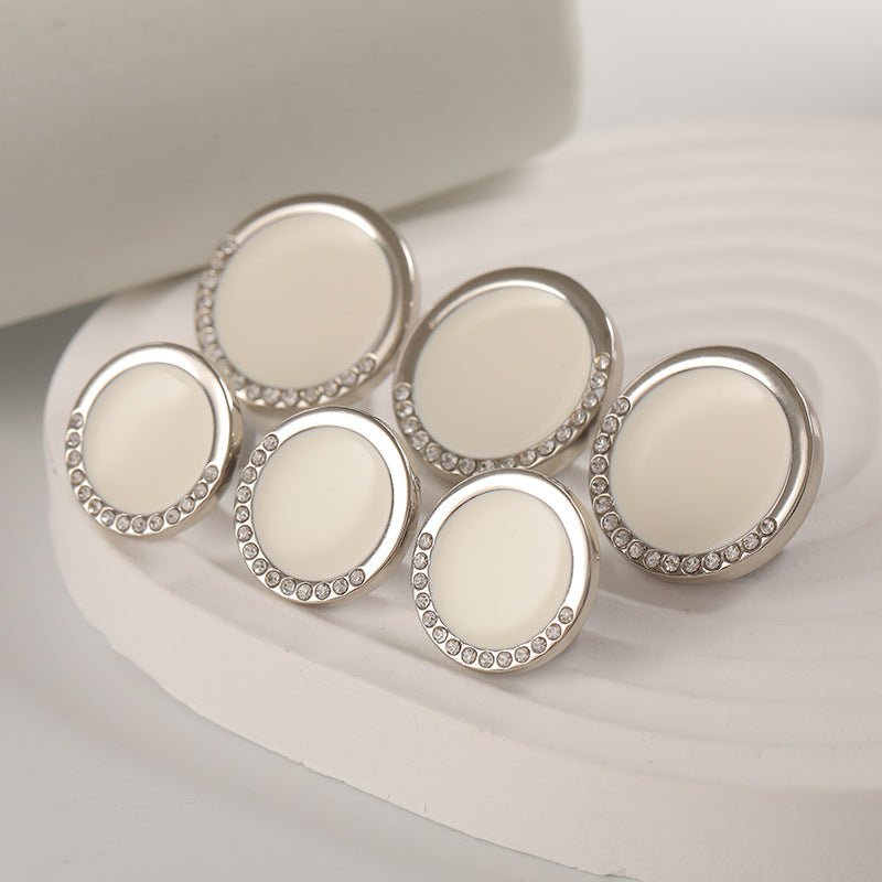 18-22mm Round White Black Oiled Diamond Metal Button 6pcs - Lots of Buttons