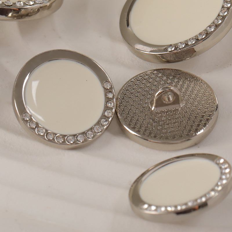 18-22mm Round White Black Oiled Diamond Metal Button 6pcs - Lots of Buttons
