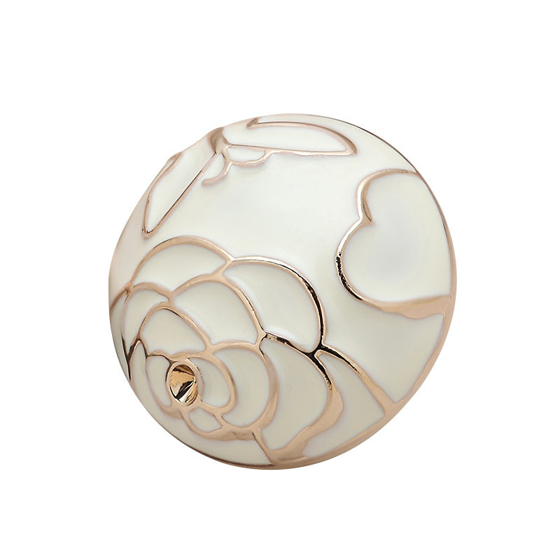 18mm White Camellia Textured Mushroom Shape Metal Buttons 6pcs - Lots of Buttons