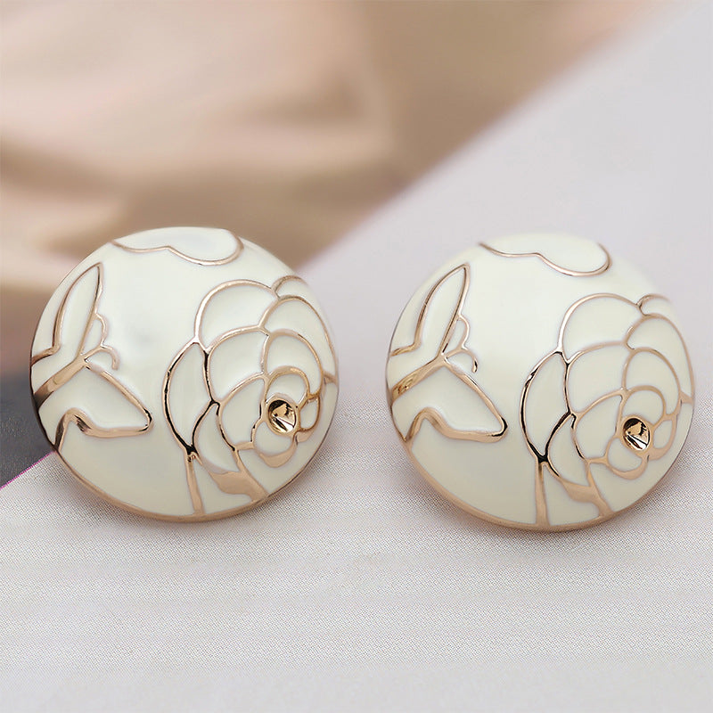 18mm White Camellia Textured Mushroom Shape Metal Buttons 6pcs - Lots of Buttons