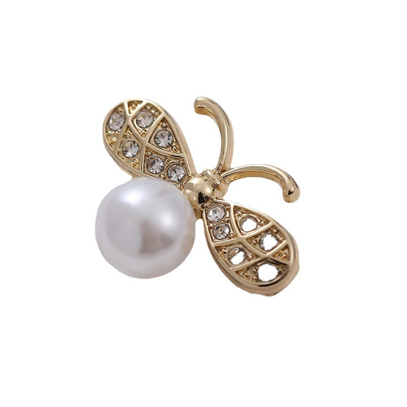 Bee-Shaped Pearl Metal Brooch 5pcs - Lots of Buttons