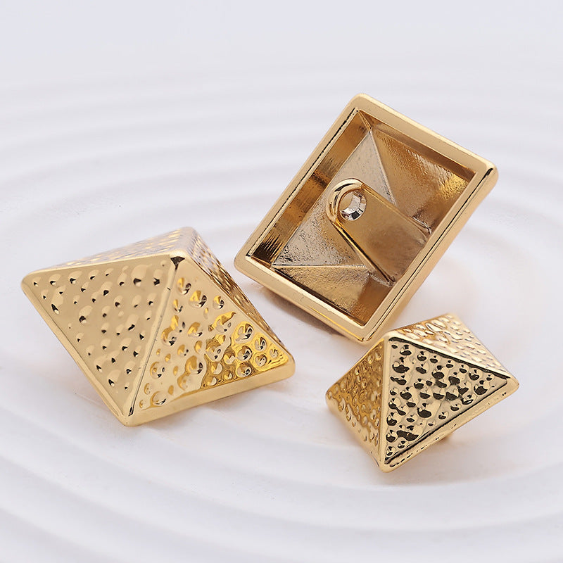 Pyramid Rhombus Sharp-Angled Metal Shank Button 5pcs - Lots of Buttons