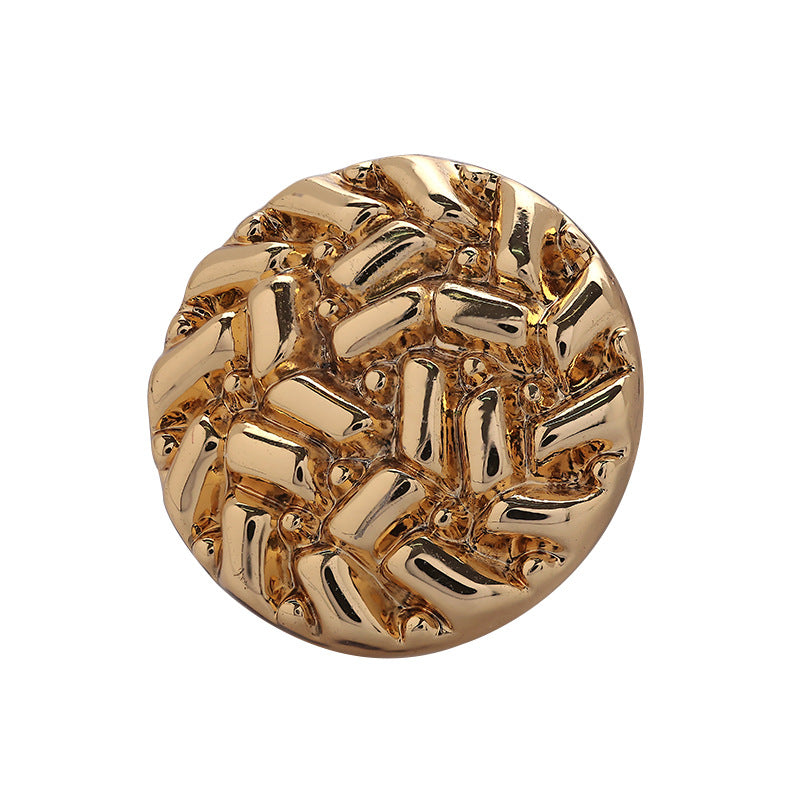 Korean Style Rice-Grain Embossed Round Metal Sewing Buttons 10pcs - Lots of Buttons