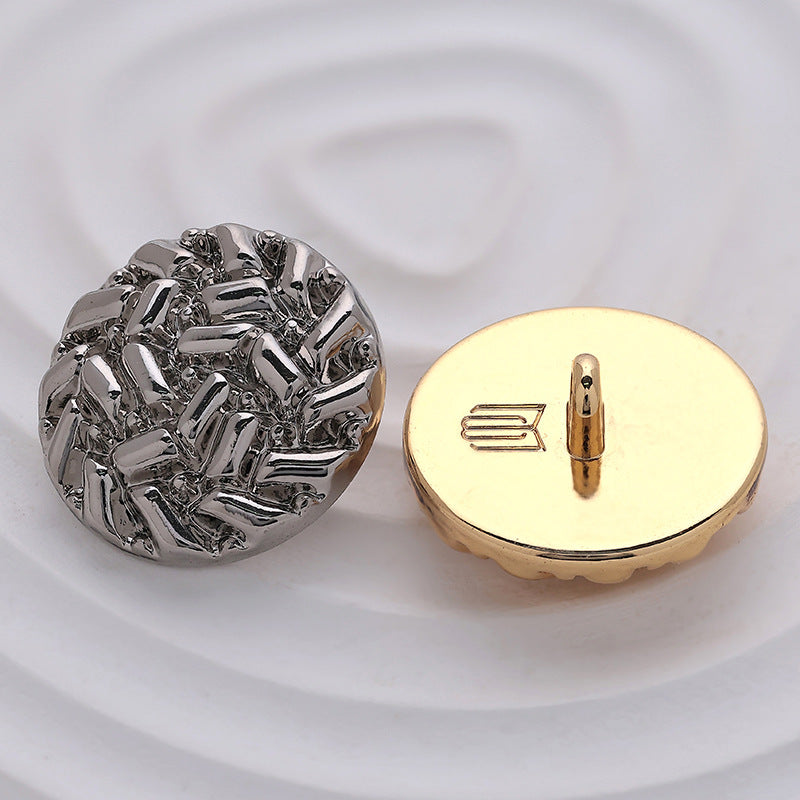 Korean Style Rice-Grain Embossed Round Metal Sewing Buttons 10pcs - Lots of Buttons
