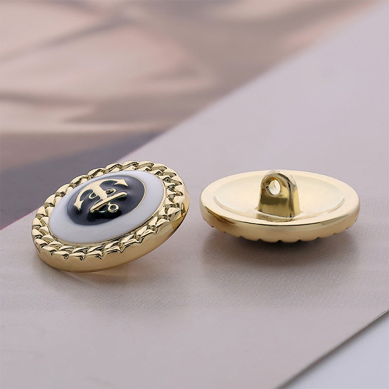 British Fashion Anchor Oil Hand Sewn Metal Button 10pcs - Lots of Buttons