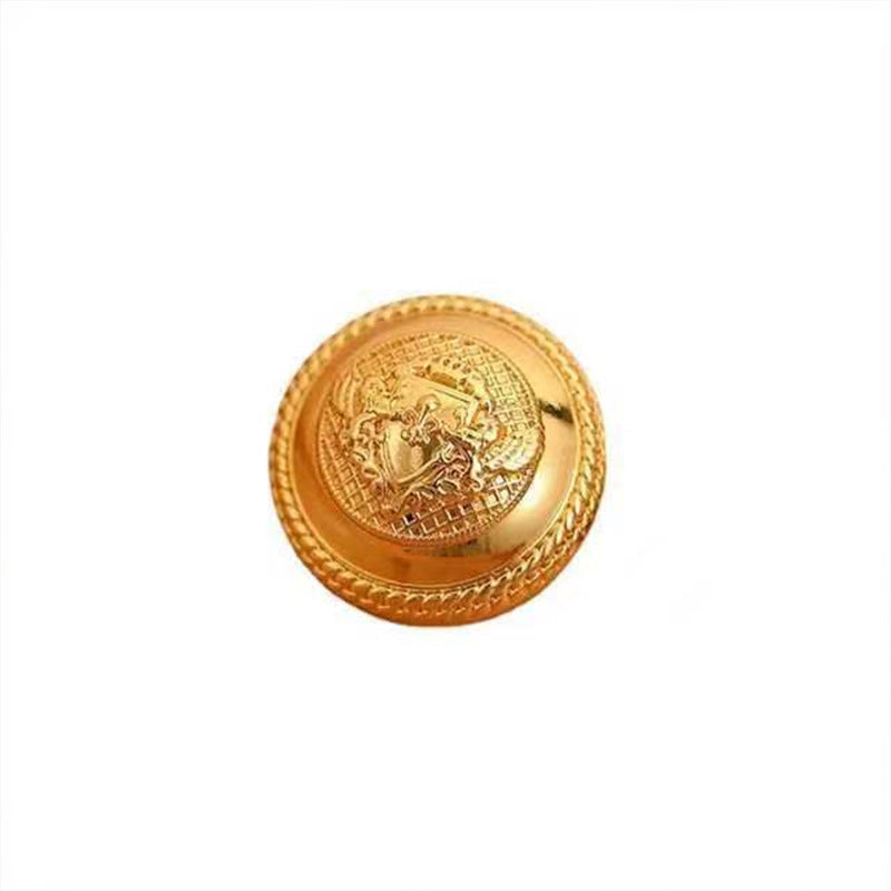 24L Vintage Gold Double Lions Elegant Hand-Sewn Metal Button 10pcs - Lots of Buttons