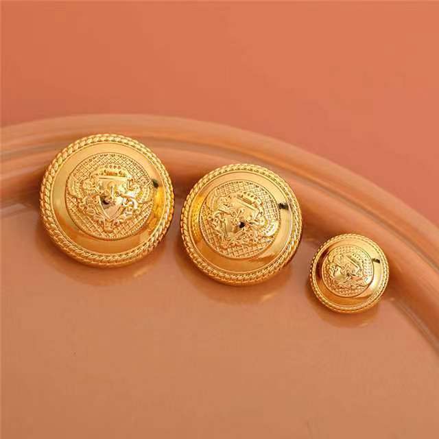 24L Vintage Gold Double Lions Elegant Hand-Sewn Metal Button 10pcs - Lots of Buttons
