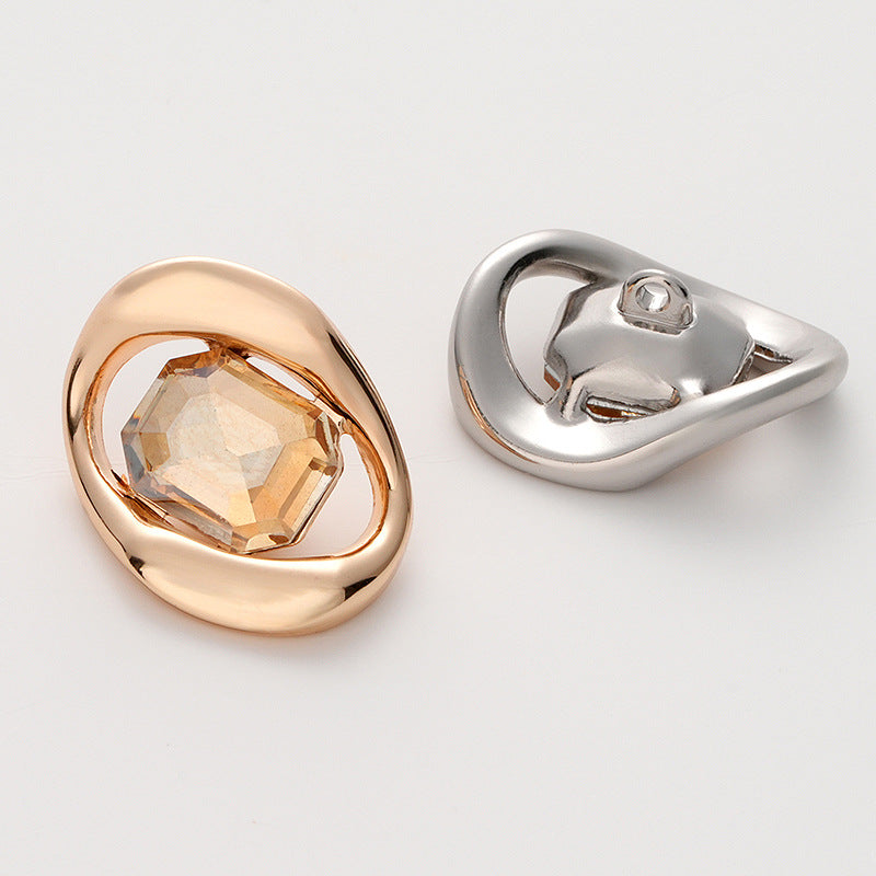 High-End Square Diamond Irregular Geometric Metal Button 5pcs - Lots of Buttons