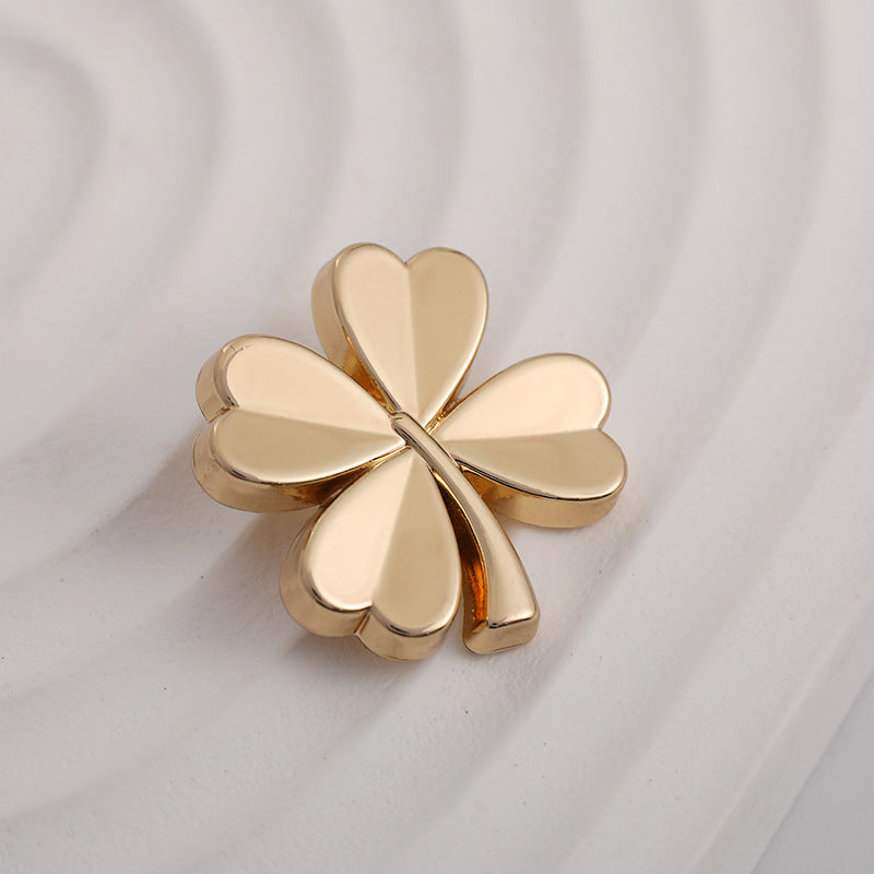 21mm Handbag Four-Leaf Clover Bow Bracelet Gold Metal Buttons 5 Pack - Lots of Buttons