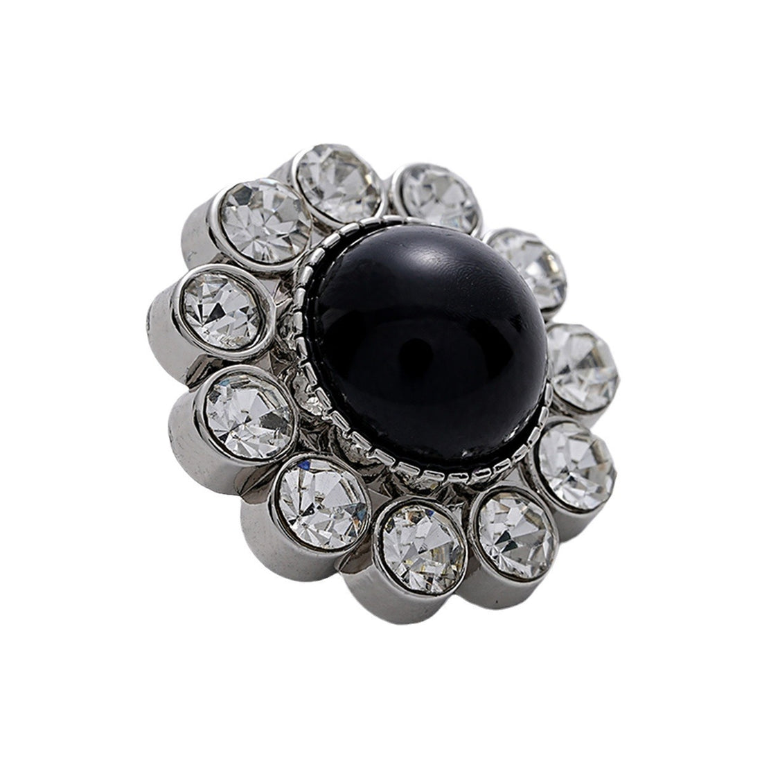 Black Cat's Eye Pearl and Diamond-Inlaid Metal Evening Gown Button 5pcs - Lots of Buttons