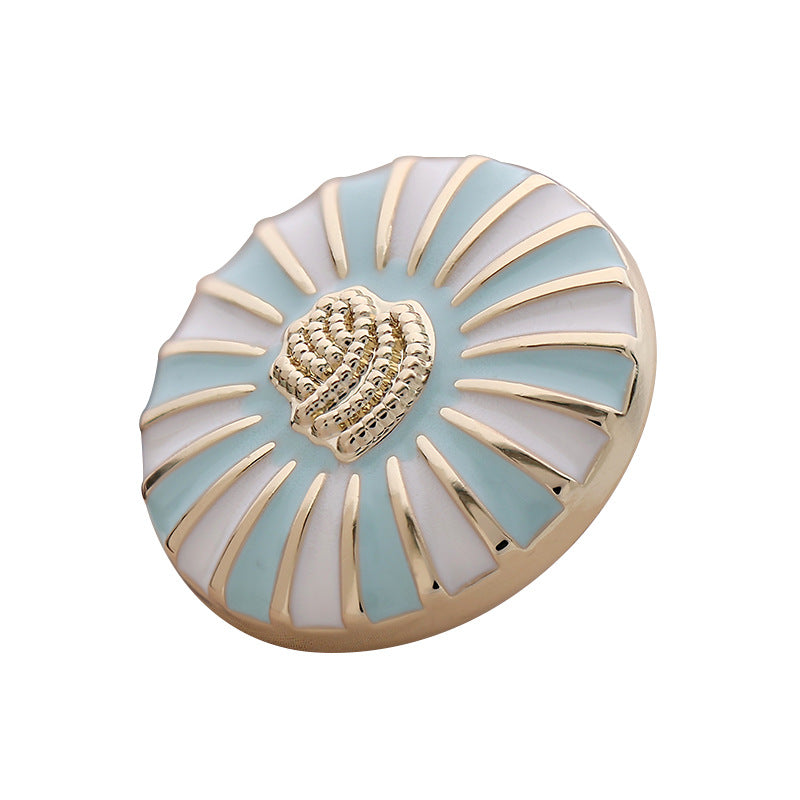 23mm Metal Sky Blue Daisy Round Exquisite Button 6pcs - Lots of Buttons