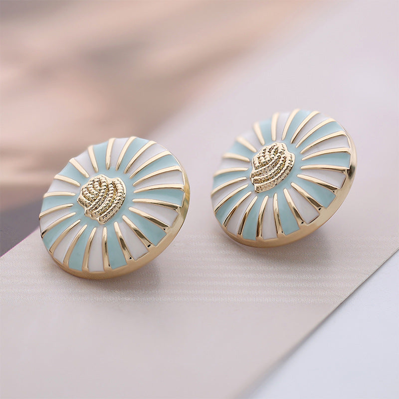 23mm Metal Sky Blue Daisy Round Exquisite Button 6pcs - Lots of Buttons