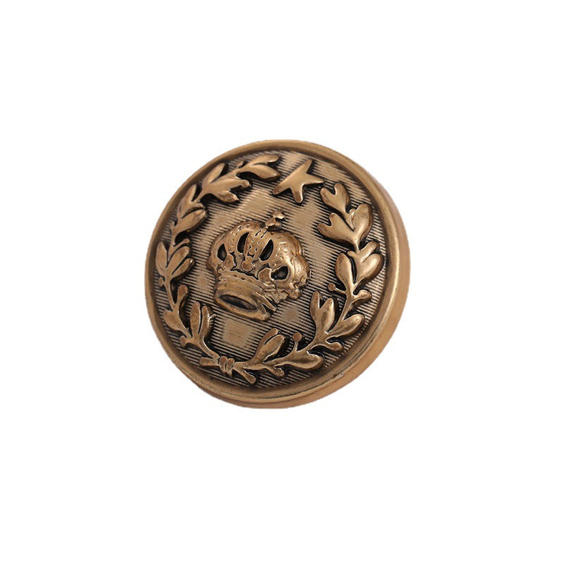 15-23mm British Antique Gold Crown and Laurel Leaf Metal Button 10pcs - Lots of Buttons