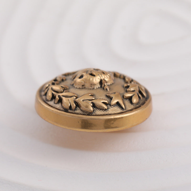 15-23mm British Antique Gold Crown and Laurel Leaf Metal Button 10pcs - Lots of Buttons