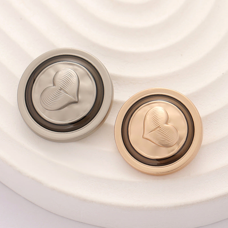 18-20mm Metal Round Heart-Shaped Oiled Coat Button 10pcs - Lots of Buttons