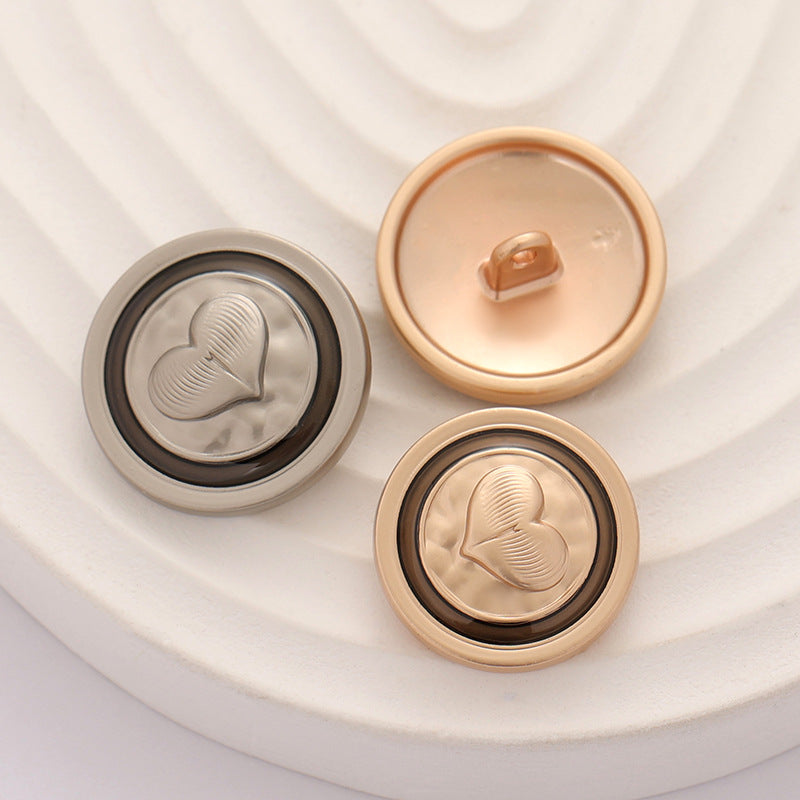 18-20mm Metal Round Heart-Shaped Oiled Coat Button 10pcs - Lots of Buttons