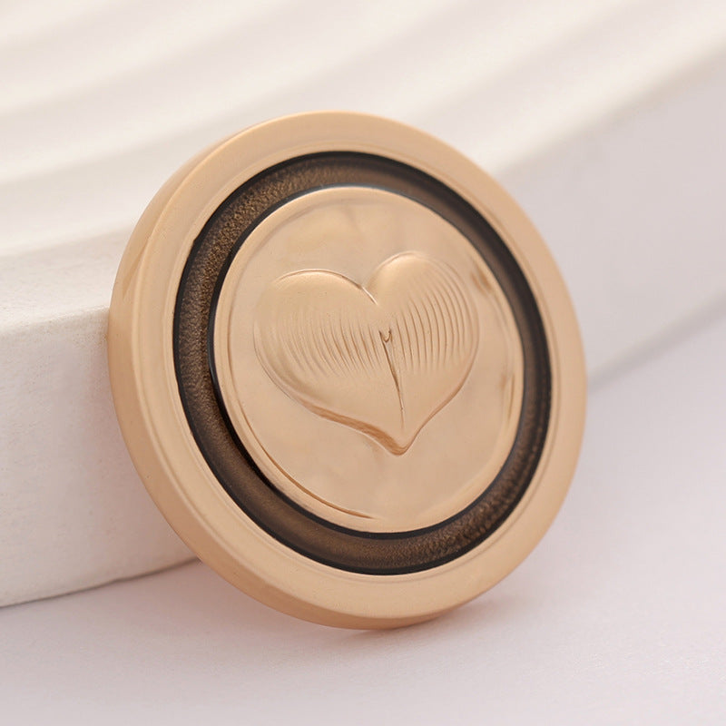 18-20mm Metal Round Heart-Shaped Oiled Coat Button 10pcs - Lots of Buttons